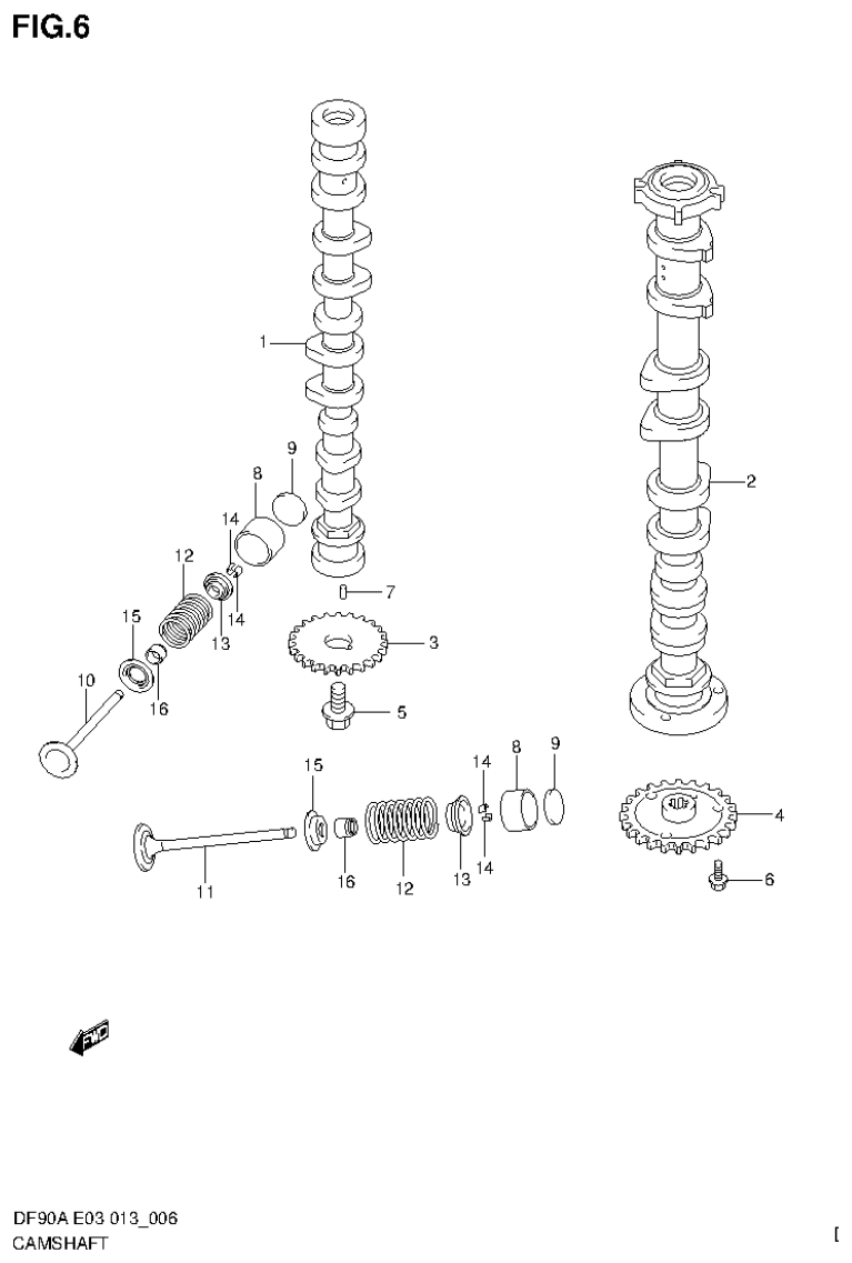 Suzuki DF80A, DF90A CAMSHAFT (DF70A E3) parts diagram